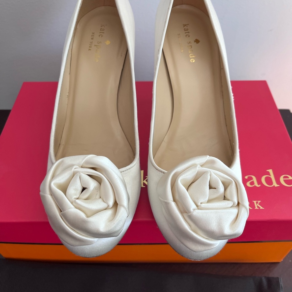 Kate Spade Ivory Heels with Rose Detail